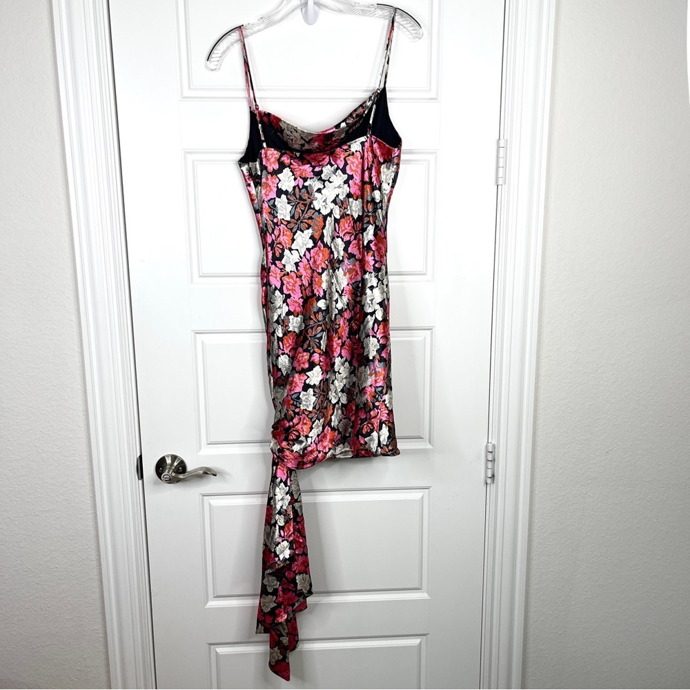 CINQ A SEPT Ryder Satin Mini Dress NEW Black Floral Multi Size 6 - Picture 8 of 16